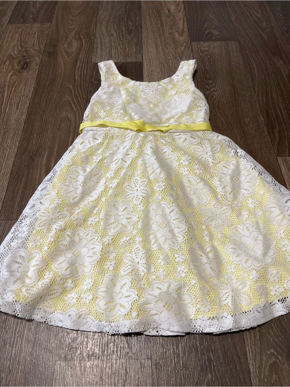 George Yellow and White Lace Flower Dress